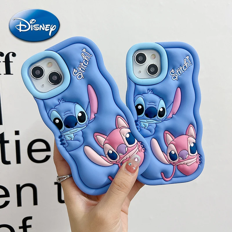 

Disney Stitch IPhone 11 12 13 14 Pro Max Soft Shell Phone Case Kawaii Angel Anime Figure Protective Cover Holder Girl Women Gift