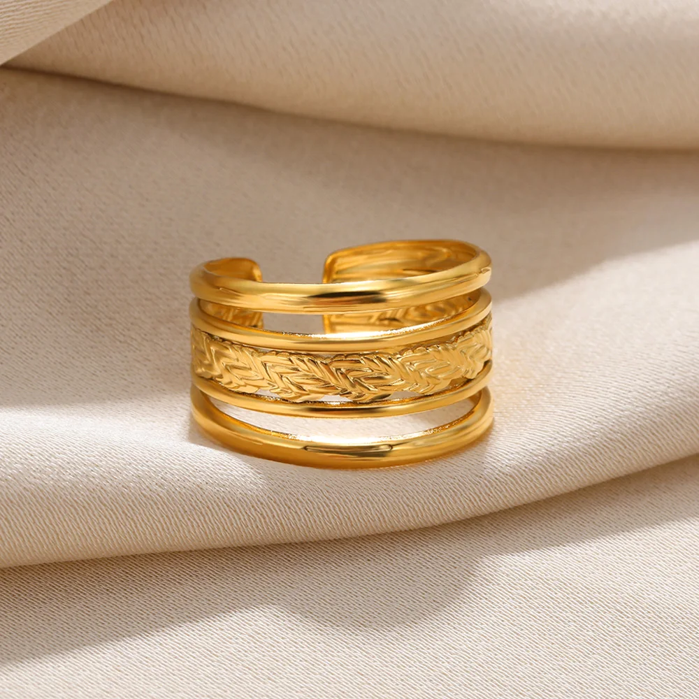 316L Edelstahl Ringe Für Frauen Geometrische Herz Breiten Ring Einstellbare Offenen Ring Mode Schmuck Valentinstag Geschenk – Detail 6