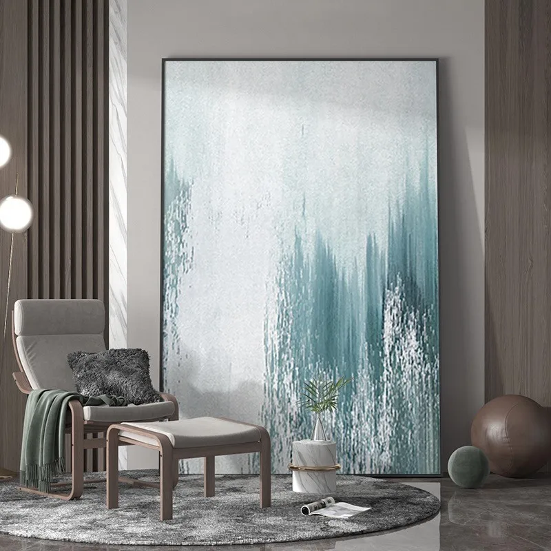 

Handmade Painting Modern Minimalist Blue Abstract Art Vertical Version Living Room Large-Scale Floor