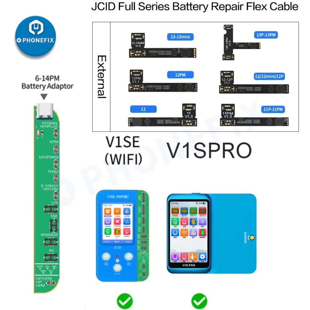 

JC V1SE Mobile Phone Repair Battery Flex Cable For iPhone 11 12 13 14 Series Remove Warning Battery External Replacement Parts