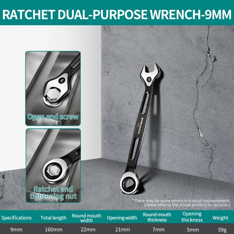 Metric Dual-Purpose Combination Wrench – Anti-Slip, Labor-Saving Design