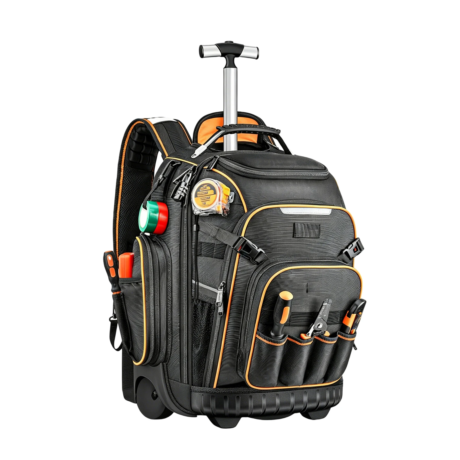 Zaino Portautensili con Porta di Ricarica USB, Organizer per Attrezzi, Base Impermeabile, Borsa con Ruote per Elettricisti, Meccanici e Operai Edili - immagine 2