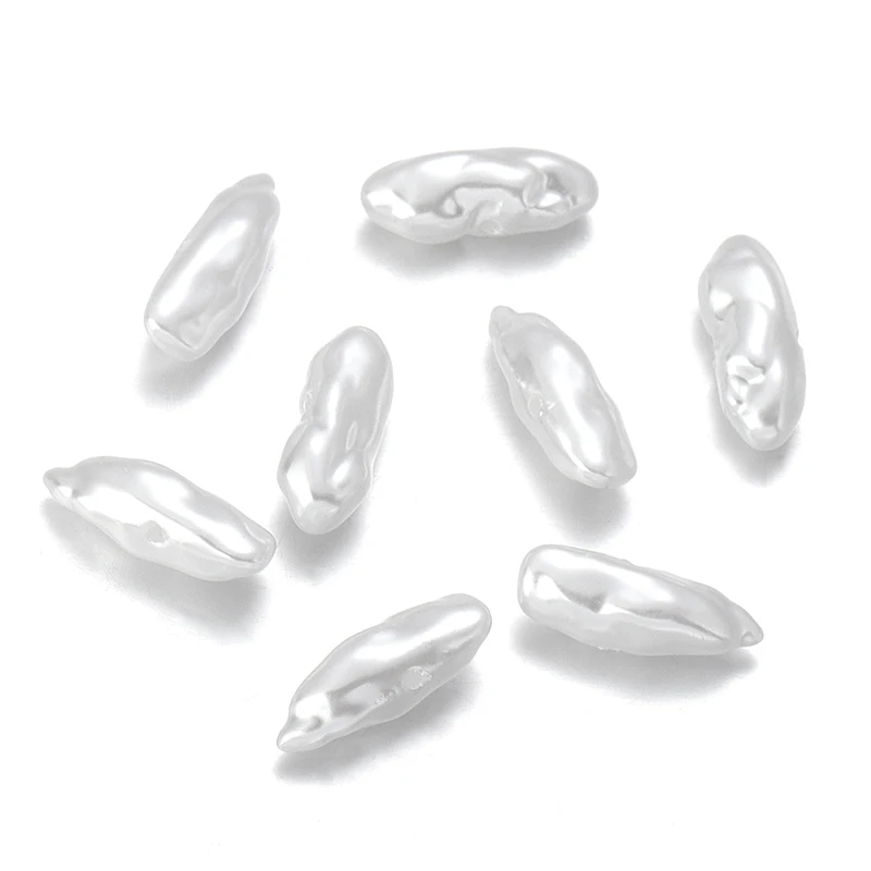 20개 ABS 인조 진주 비즈 타원형 불규칙 모양 루즈 스페이서 비즈 데코라 모자 의류 DIY 바느질 비즈 장식 액세서리