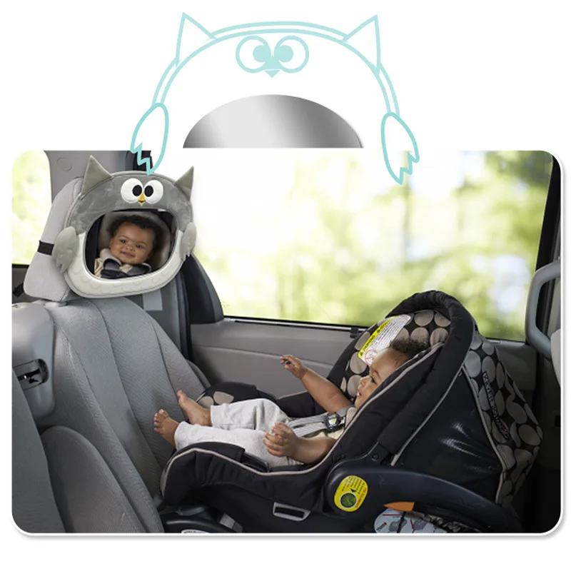 Auto Cute Cartoon Animal Plush Hanging Mirror for Children Safety Seat Rearview Mirror Car Pendant Baby Observation