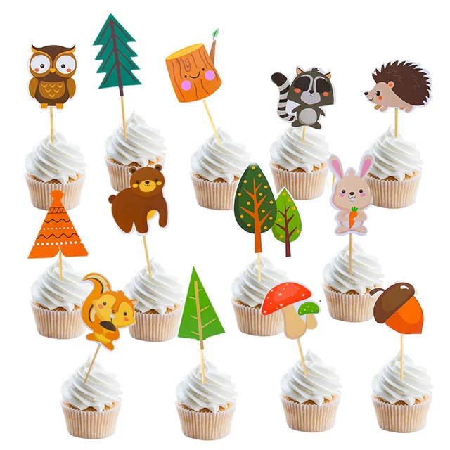 12pcs/set Fox Cupcake Toppers Woodland Animal Cake Picks for