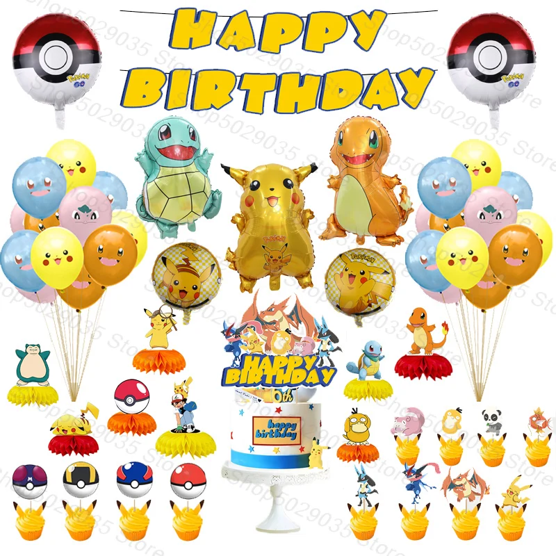 

Аниме Покемон Kawaii Pikachu сотовая основа женский Декор торты Декор латексный алюминиевый шар Декор Покемон игрушки подарок
