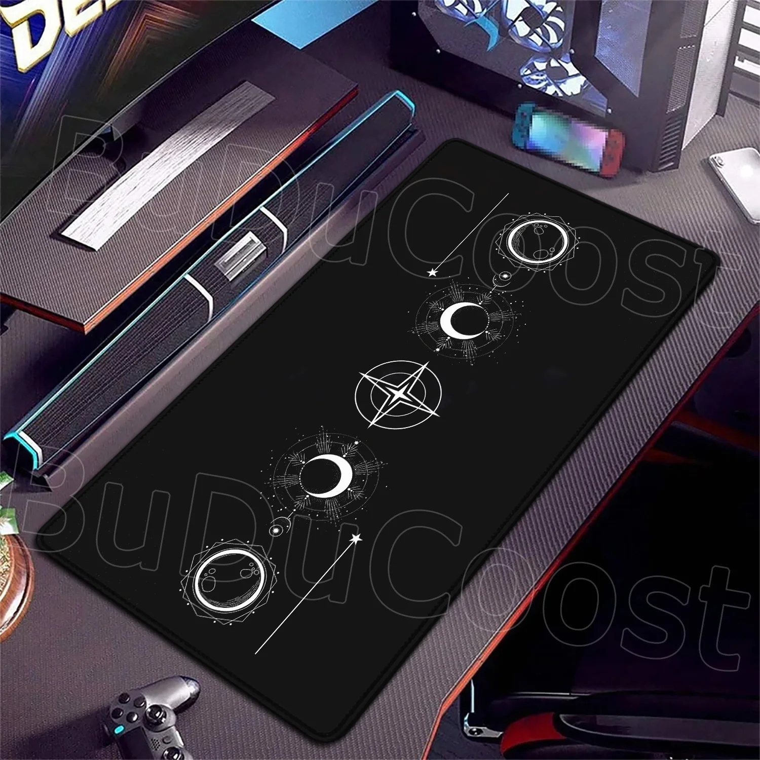 Heißer Verkauf Große Kawaii Gaming Mauspad Space Moon Star Galaxy XXL Grau Schreibtisch Matte Tisch Teppich Nicht-slip HD Laptop Schreibtisch Zubehör
