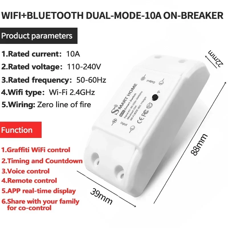Description Picture 4 of itemTuya WiFi Smart Switch APP Wireless Controller Universal Breaker Timer Smart Life Work with LED Light Switch Alexa Accessories