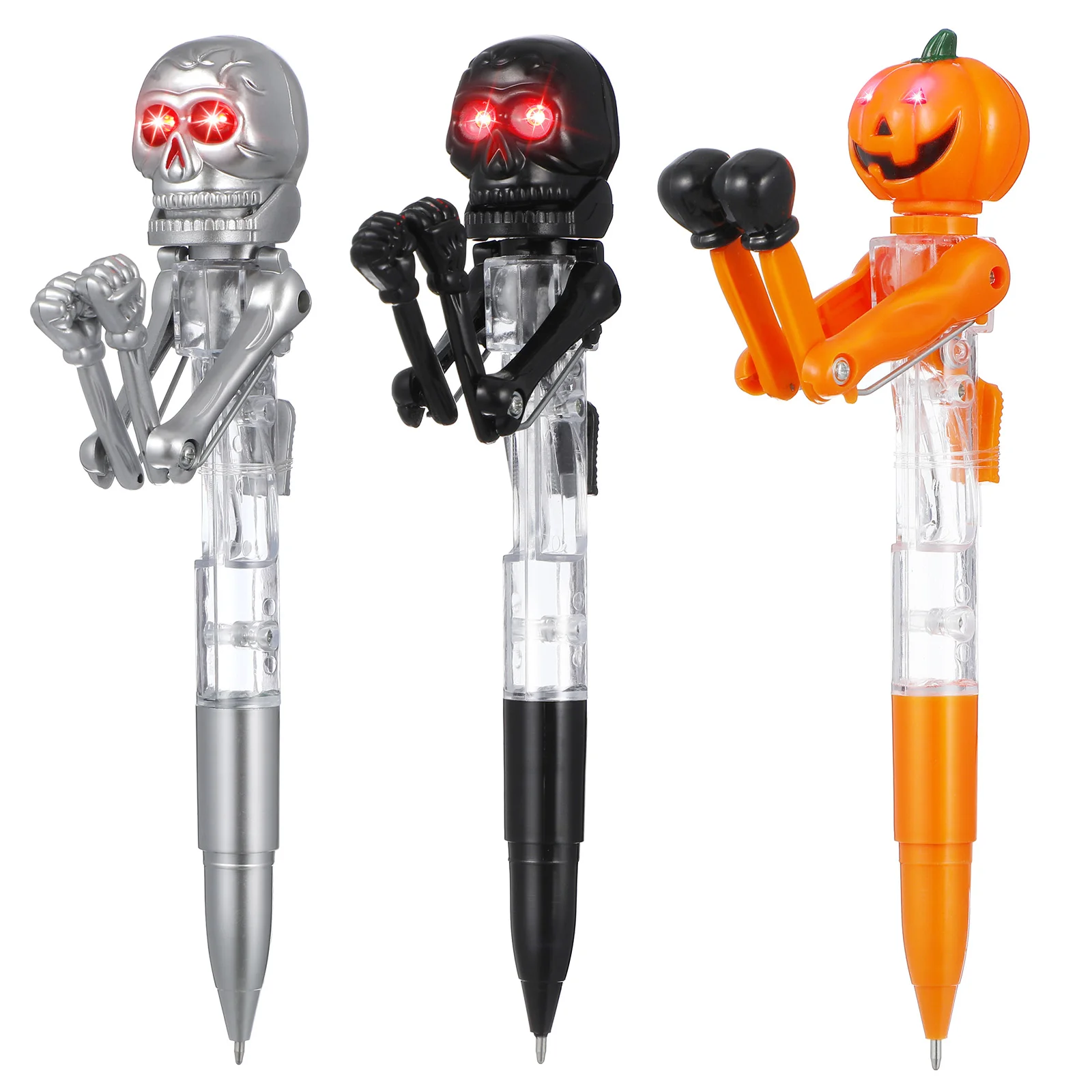 Halloween Ballpoint Pen Skull Pumpkin Boxing Pen With Light Decompression Toy Children School Stationery