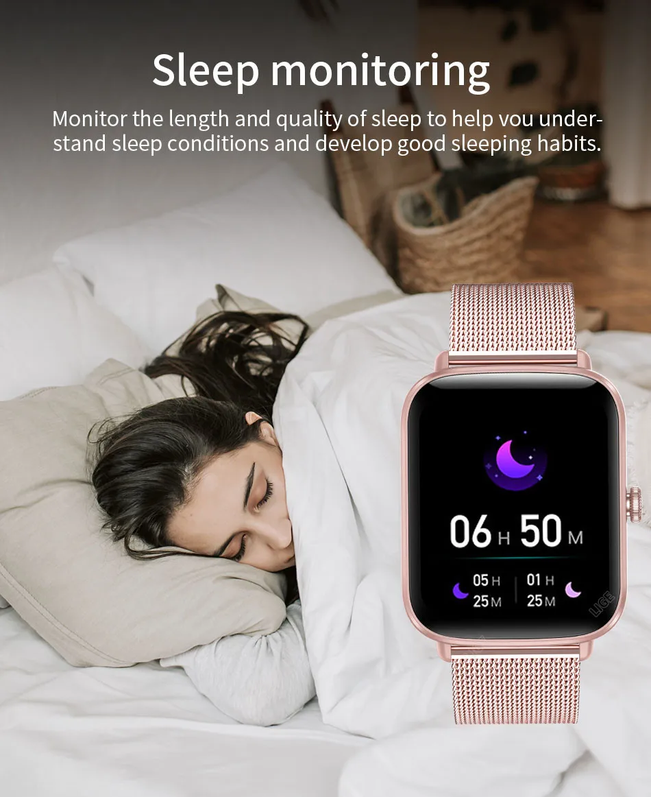 2022 LIGE New Women Smart Watch Heart Rate Monitor Health Sport Watches Life Waterproof Women Smartwatch For Huawei Xiaomi Apple