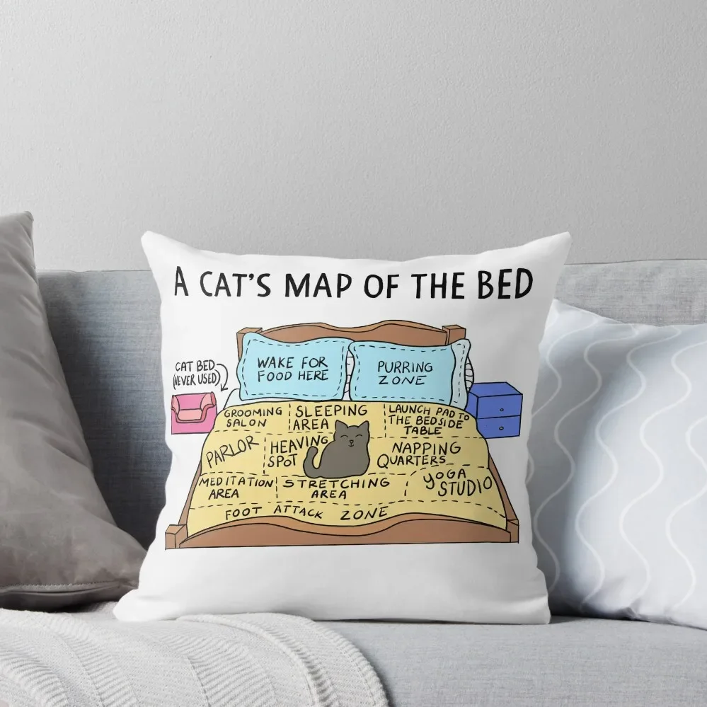 

Cats Map of the Bed Funny Cat gift for Cat owner Throw Pillow Couch Pillows Cushions Cushion Cover For Sofa