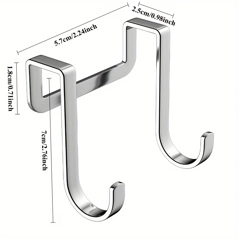 Stainless Steel Hook Double S-Shape Hook Kitchen Bathroom Cabinet Door Back Type Coat Towel Storage Hanger 8Pcs