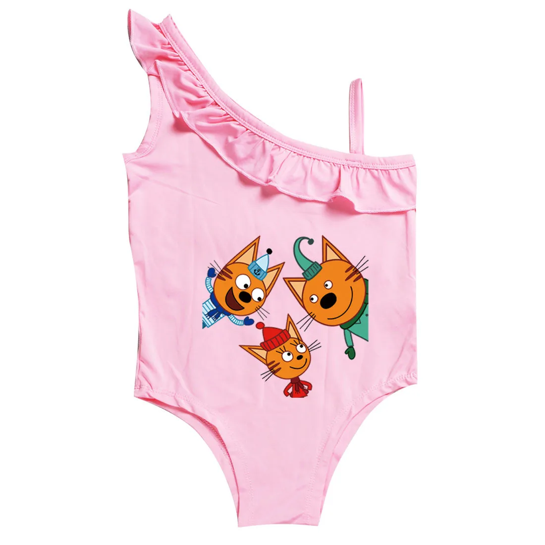 Kid E Cats Russian Три Кота My Family Three Happy Cats Clothes Kids Summer Swimwear Toddler Girls Sleeveless One Piece Swimsuits
