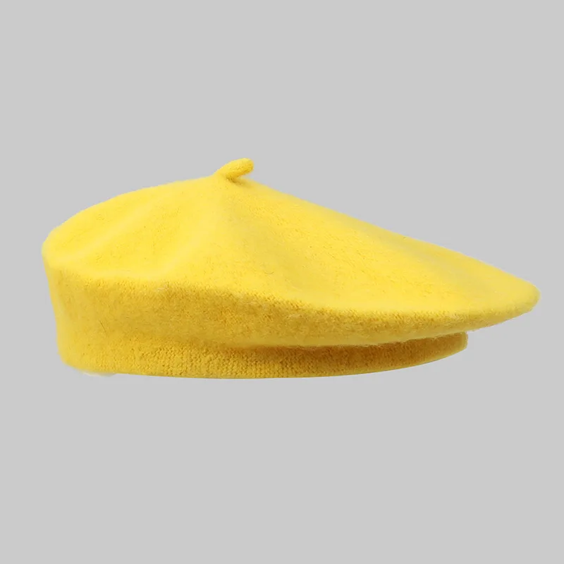 Autumn And Winter Women Wool Berets French Artist Style Warm Hat Retro Plain Beret Solid Color Elegant Lady All Matched Caps 6