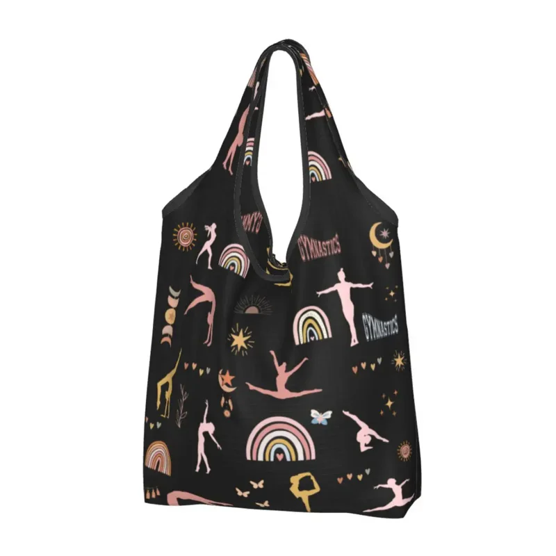 Dance Rhythmic Gymnastics Grocery Shopping Cute Shopper Shoulder Tote Bags Big Capacity Portable Handbag black and white stripes grocery shopping tote bags women cute shopper shoulder bag big capacity handbag