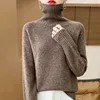 Fall/Winter new Women's sweater 100% Merino wool turtleneck pullover Fashion Color dot fork shoulder warm base knit shirt 5