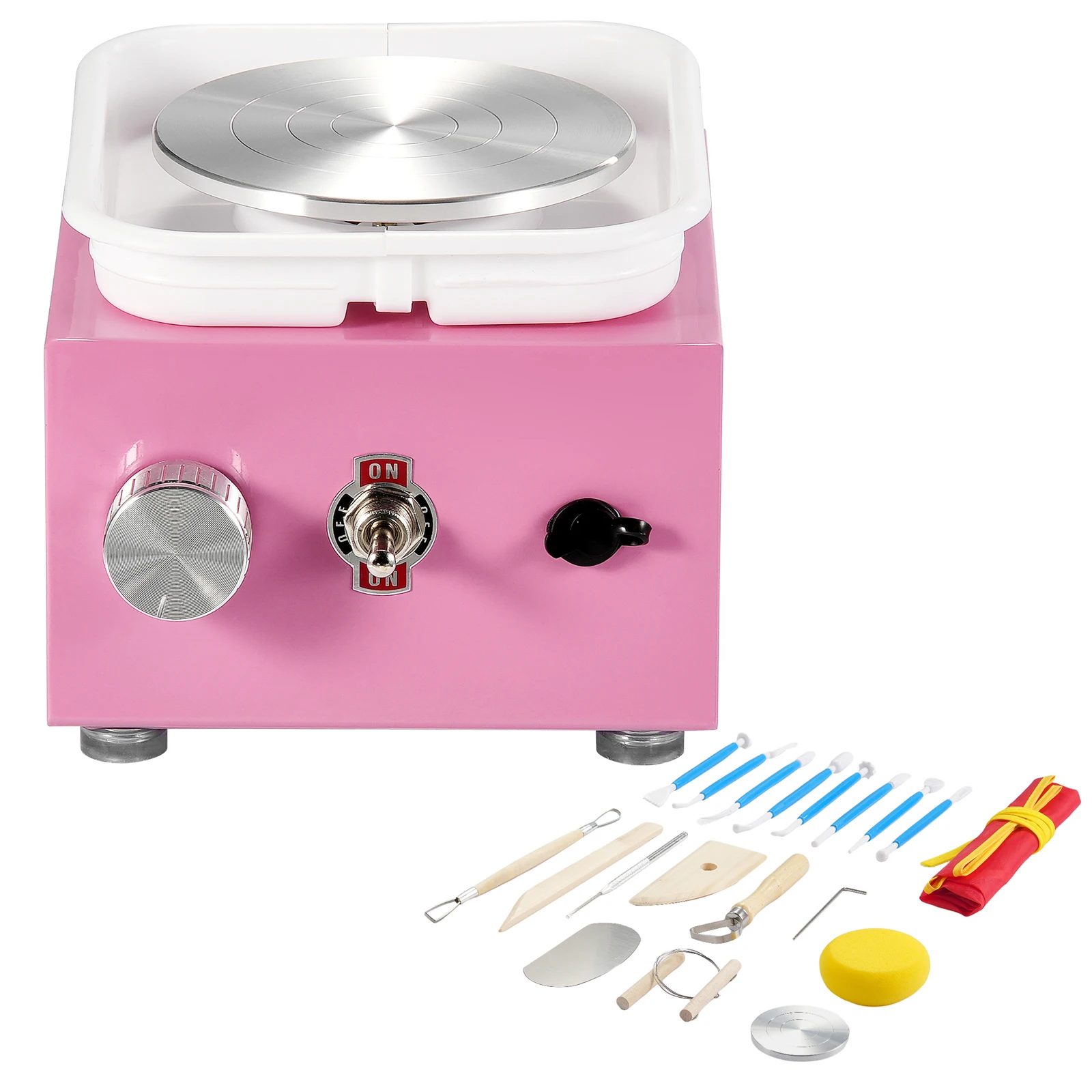 Pink Mini Pottery Wheel Adjustable Speed Detachable Basin