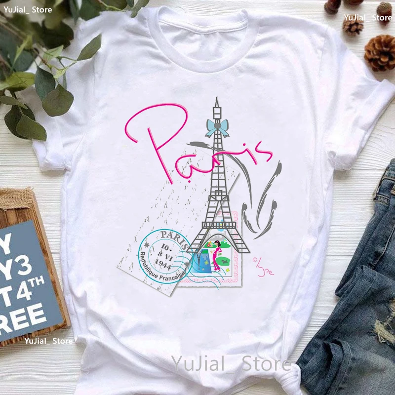 Paris Eifel Turm Mädchen Liebe Französisch Bulldog Drucken T Shirt Frauen Sommer Mode Kurzarm T-shirt Femme Nette Casual Tee hemd – Detail 33
