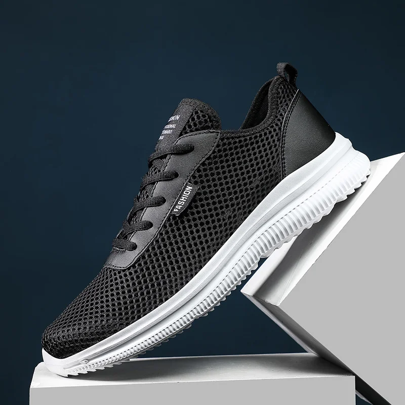 

Summer Mesh Running Shoes Men Breathable Sneakers Fashion Gym Athletic Shoes Men Classic Black White Sneakers Man Big Size Shoes