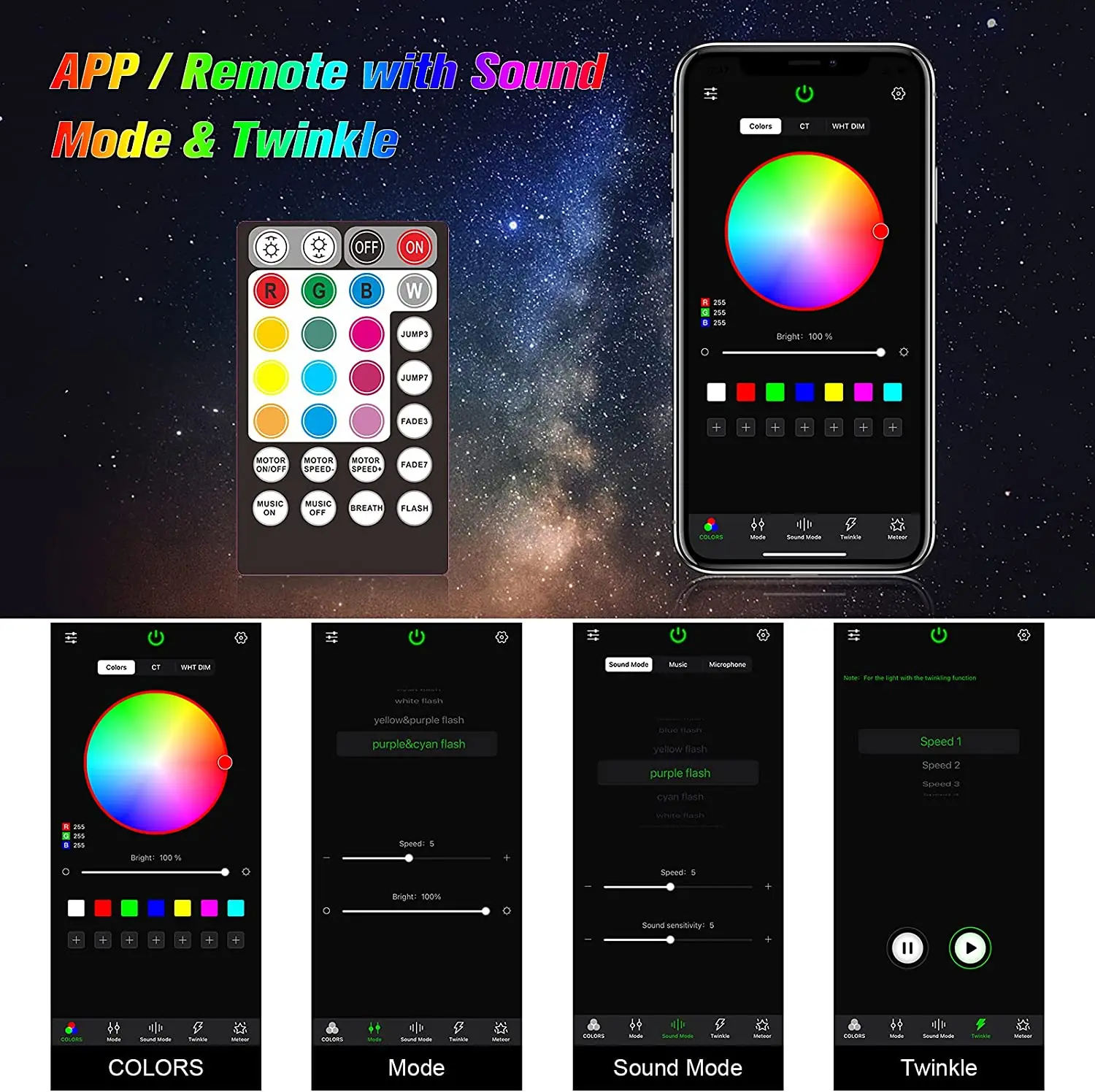 Fiber Optic Light Smart Bluetooth APP Control 20W TWINKLE RGBW Dual Head Ceiling Stars Lights 800pcs Cable