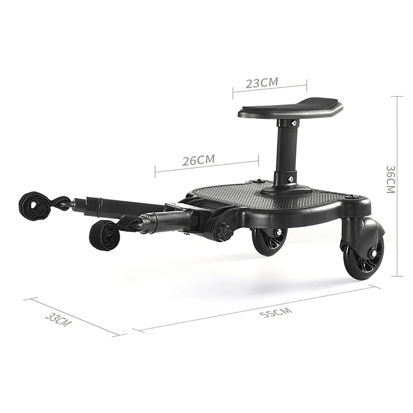 Kinderwagen-Stehbrett für Kleinkinder, Schwarz, mit Rädern, Bärenform, Rutschfestes Design für Doppel-Kinderwagen – Detail 4