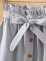 Summer Autumn Skirts Womens Midi Knee Length Korean Elegant Button High Waist Skirt Female Pleated School Skirt - Image 5