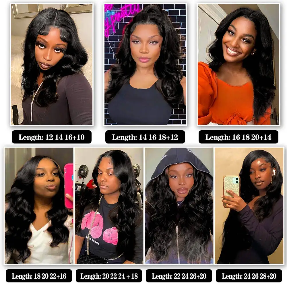 28 30 32 Inch Body Wave Human Hair Bundles With Closure 13x4 Lace Frontal With Bundle Human Hair Weaving Double Weft Tissages human hair extensions