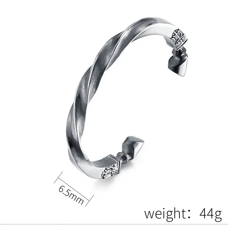 

CHUANGCHENG Ethnic Style Vintage Stainless Steel Horse Hoof Domineering Twisted Pattern Cuff Bracelets
