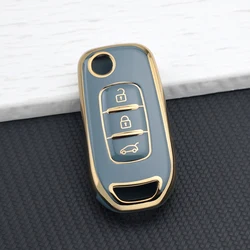 Premium TPU Car Key Cover with Chain - Sleek and Durable Key Protector (Grey Key Case)