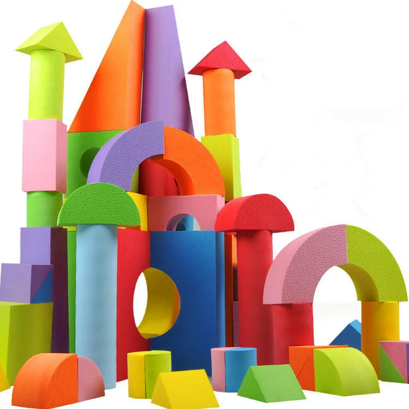 50 Pcs EVA Foam Blocks Safe Building Blocks Chunks Baby Colorful Construction Toy Game Kids Educational Toys for Children Gifts
