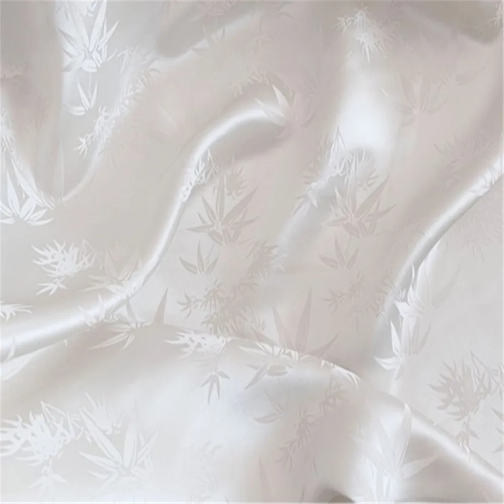 New Vintage Bamboo Leaf Soft Silk Jacquard Fabric Luxury for Elegant Dress Underwear