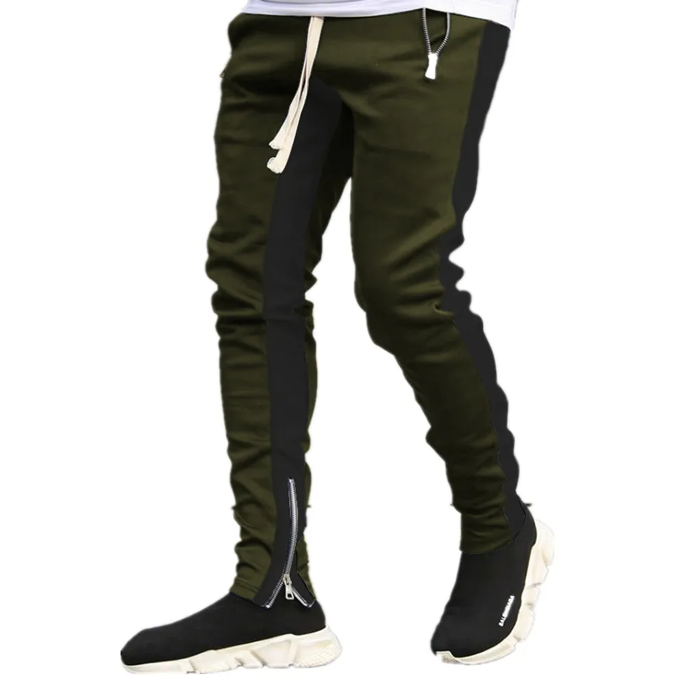 Spring And Autumn European And American Men's Sports Casual Pants Low Leg  Zipper Opening Large Pants