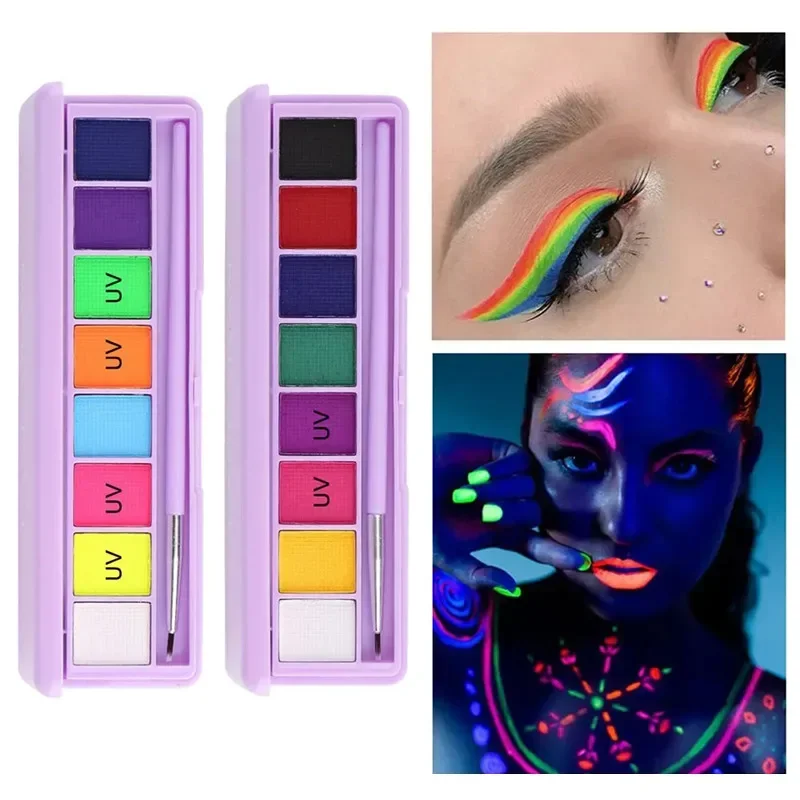 

8 цветов Подводка для глаз, активируемая водой, УФ-реактивная подводка для глаз, светящаяся в темноте подводка для глаз, УФ светильник, неоновая Пастельная подводка для глаз, Пастельная-черная