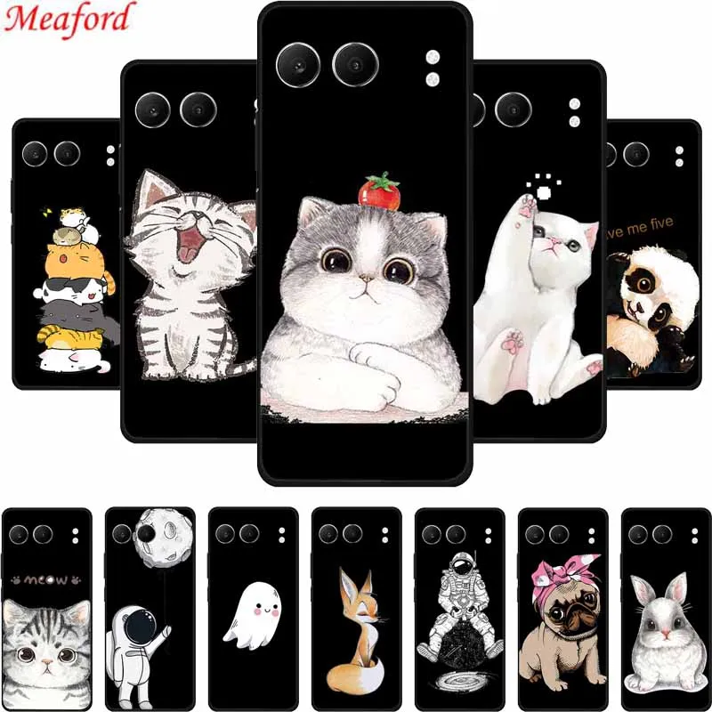 Cute Cartoon Cat Black Silicone Soft Back Cover Case