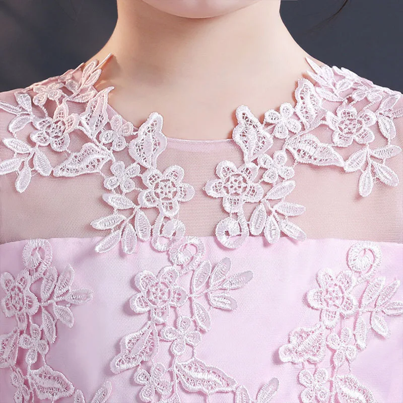 Baby Girls Lace Embroidery Dress Kids White Wedding High-end Dress Flower Long Party Princess Girls Clothes