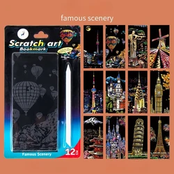 Magic Scratch Painting Kit - World Scenery Art Set for Stress Relief and Creative Fun (Classic landmark)