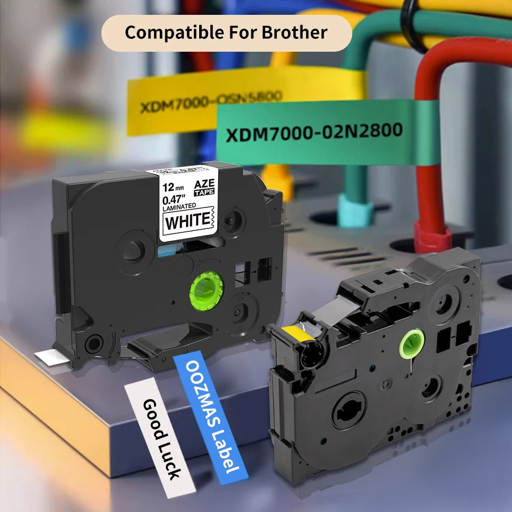 Oozmas TZ231 Label Tape Compatible for Brother Labeling Ribbon TZe-231 tz-631 PT-H110 PT-D210 PT-D220 Label Maker Printer