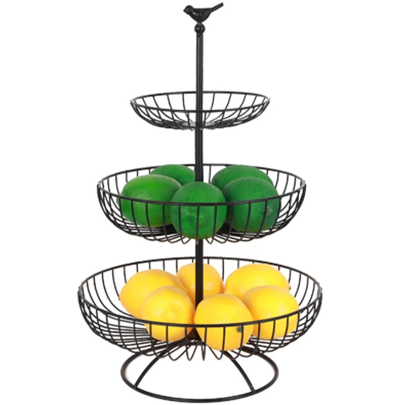 

3 Tiers Fruit Basket Detachable Metal Countertop Shelves Creative Kitchen Storage Tray for Dried Plate Snacks Storage Baskets