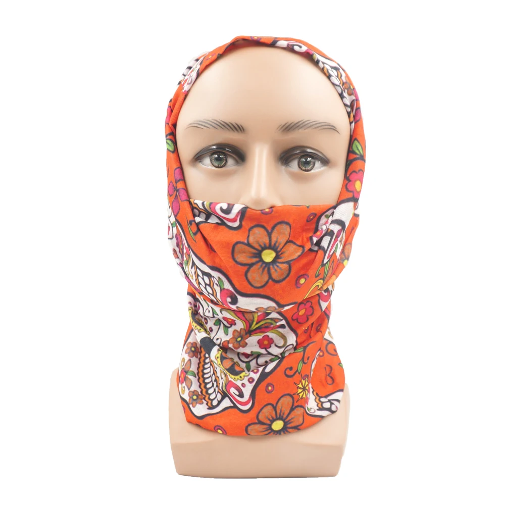 Skull Pattern Seamless Breathable Neck Warmer Gaiter Men Cycling Bandana Women Running Hiking Tube Scarf Sunshield Face Mask