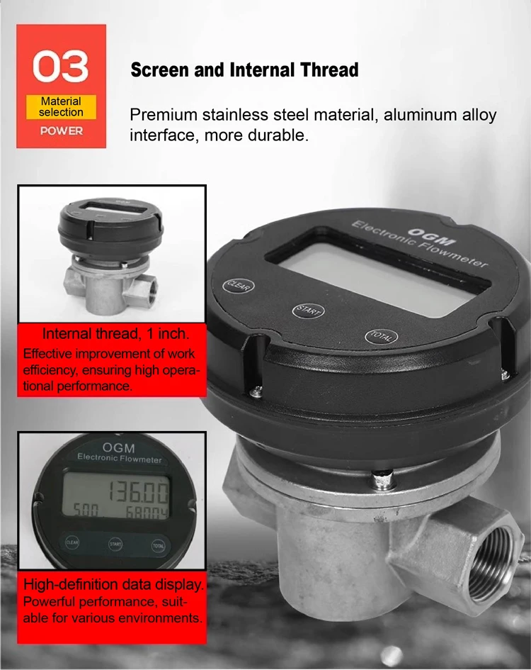 1″ Plastic Electronic Turbine Flowmeter Oval Gear Flow Meter for Diesel Fuel Dig