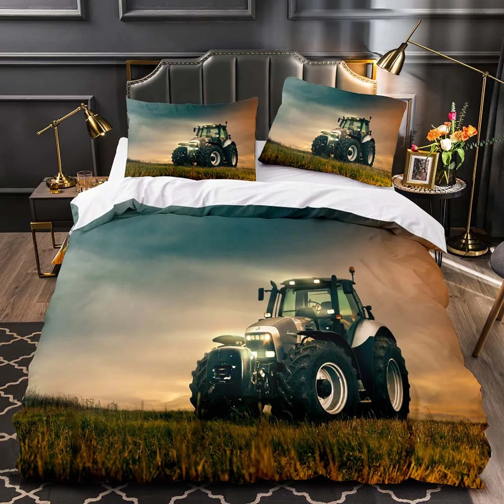 John Deere Tractor Bettwäsche Set Bettbezug Kissenbezüge 135x200cm