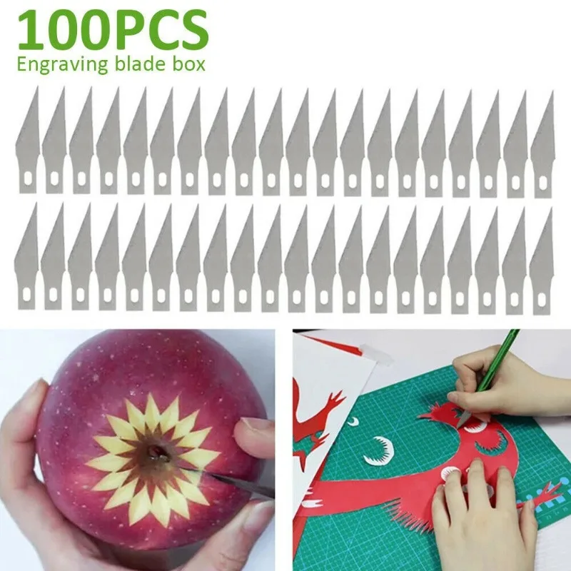 Knife DIY Wood Carving Fruit Food Scalpel Craft Sculpture Cutting Tool Metal Engraving Blades Knifes Wood Carving 50/100pcs wood carving blades cutting knife wood carving knives carving tool