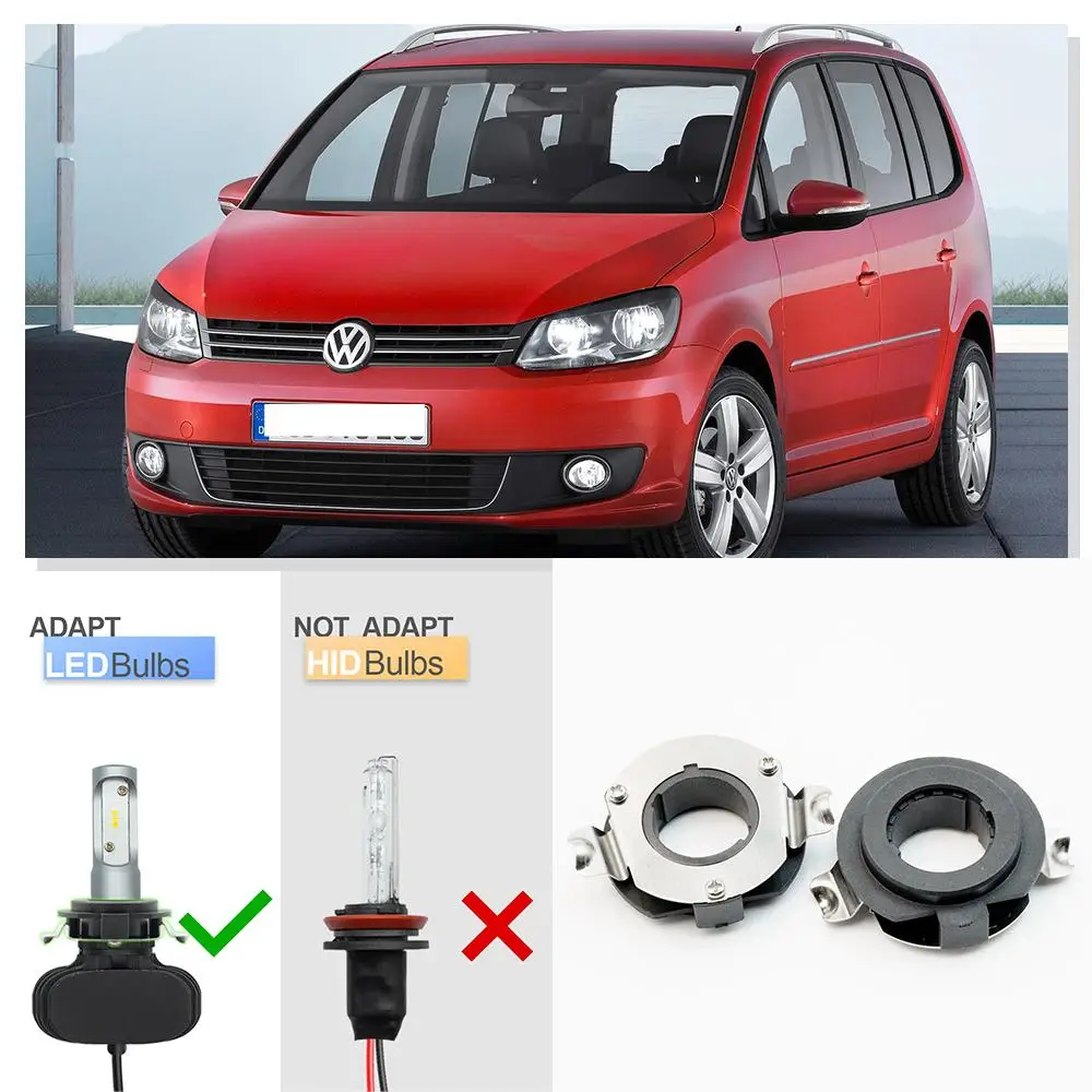 2PCS H7 LED Headlight Bulb Holder Adapter Socket Retainer for VW Touran 2007-2010 Passat CC Benz C-Class W204 CLA C117 ML GLE