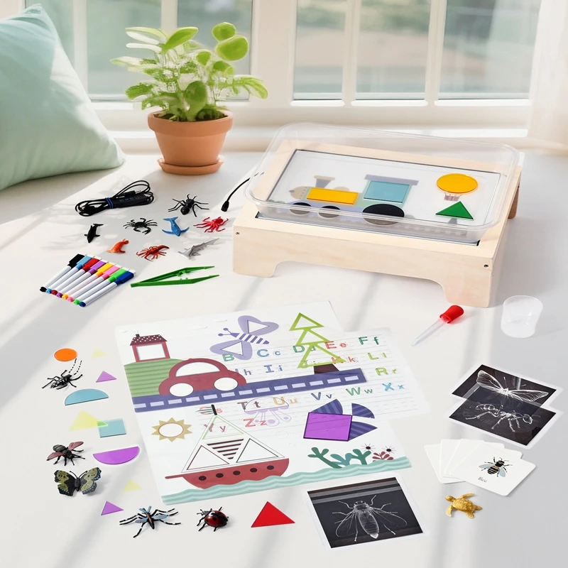 Montessori-Tischtafel lassen Objekte fluoreszenzenzenz lebendig und den Nachtlichtmodus des beweglichen Lichtempfindlichen – Detail 12
