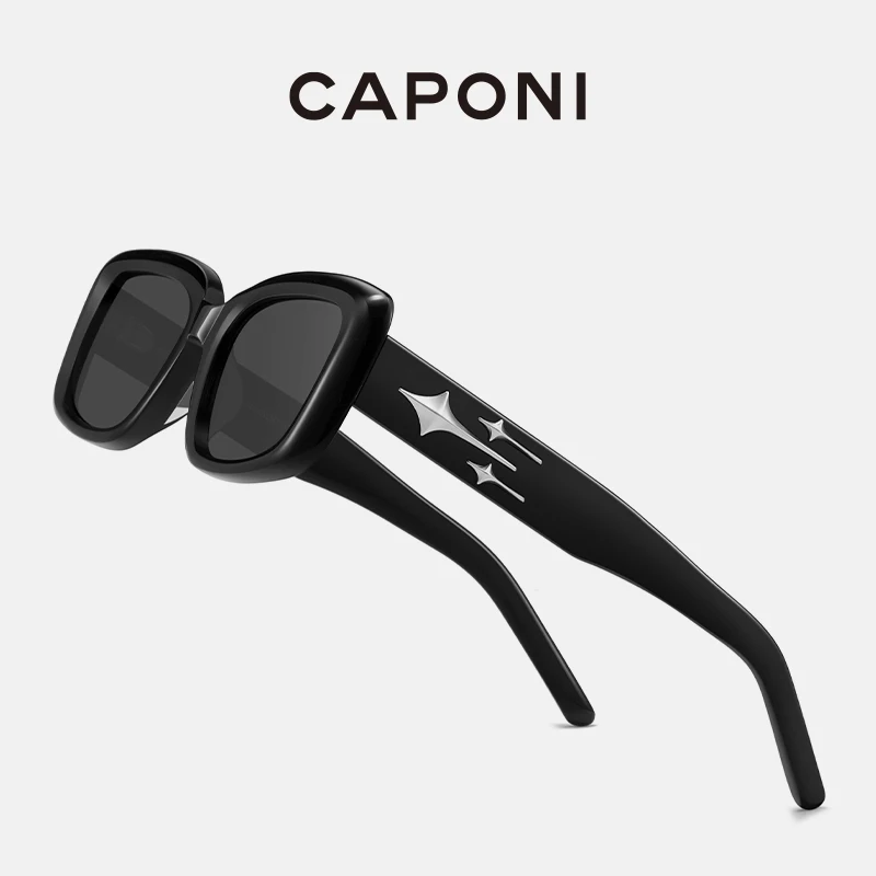 

CAPONI New Fashion Women's Sunglasses High Quality Acetate Frame Superior Nylon Lens Rectangle Sun Glasses UV400 Protect CP7573