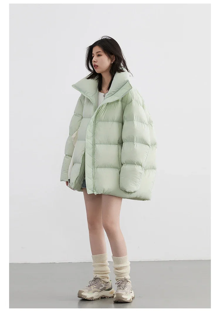CHIC VEN Women's Down Coats Korean Stand Collar Simple Solid Color Warm Casual Jackets Soft Fashion Female Clothing Winter 2025