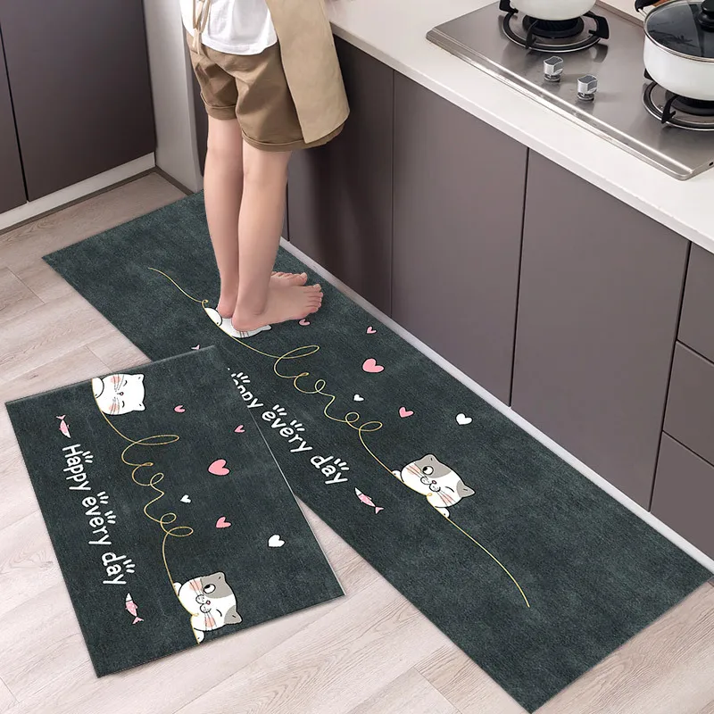 thumbnail image 1 of Alfombra de cocina antideslizante moderna para el hogar, alfombra suave de dibujos animados simple a la moda, alfombra de baño de tira larga, felpudo de entrada lavable y duradero, 1 of 5