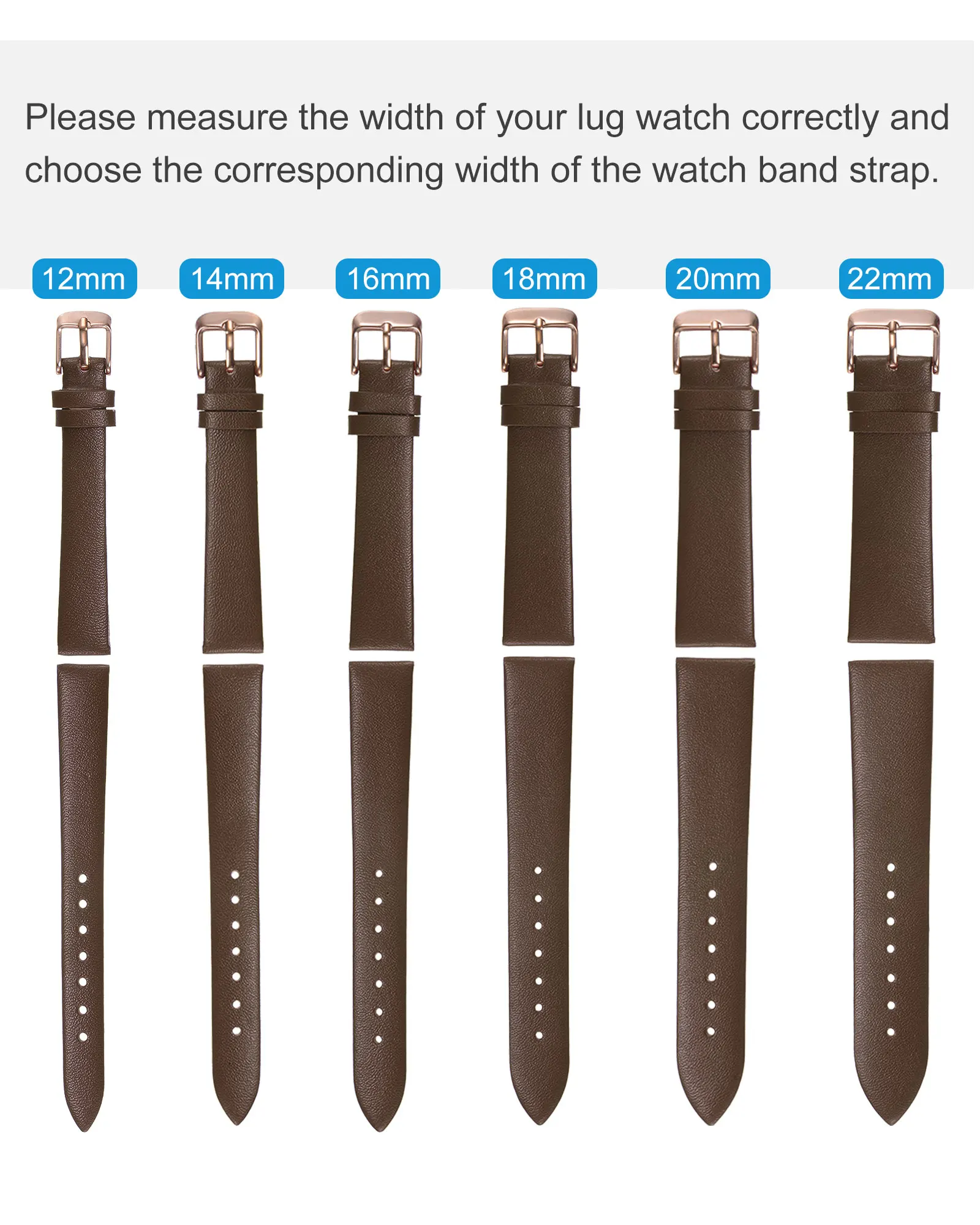 Elegant Genuine Leather Watch Strap - Flat & Thin Design, Multiple Width Options