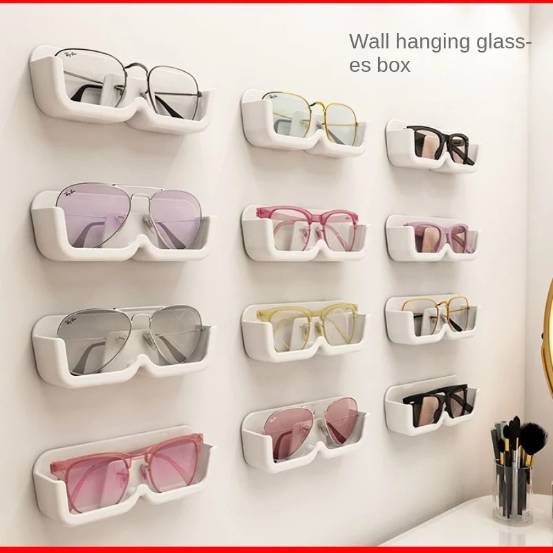 Glasses Storage Rack Wall Mounted Perforation-free Decorative Sunglasses Sunglasses Display Storage Shelf Box Home Tidying