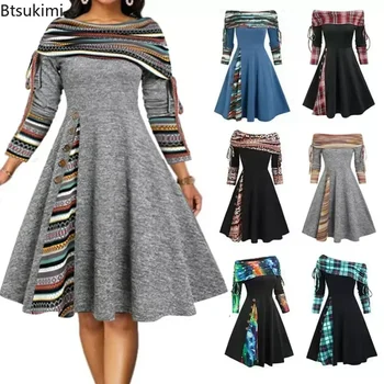 2025 Women's Casual Long Dress One Sholuder Punk Style Elegant Autumn Winter High Waist Gothic Maxi Work Dress Female Vestidos